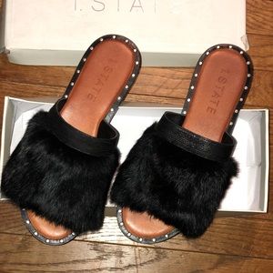 Rabbit fur sliders worn in the house like new